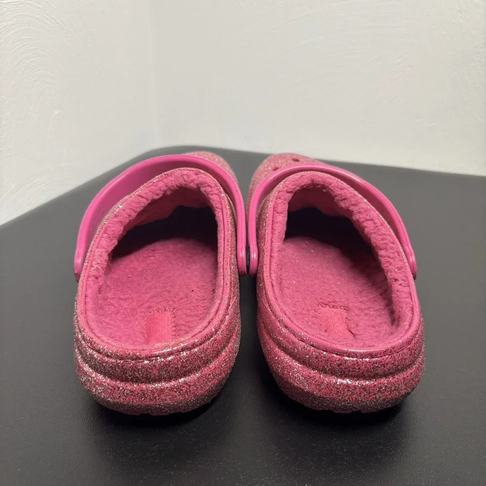 Crocs Classic Glitter Lined‎ Clogs Girls Sz 6 Fushia Pink